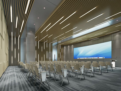 现代会议厅 报告厅3d模型 现代会议厅 报告厅