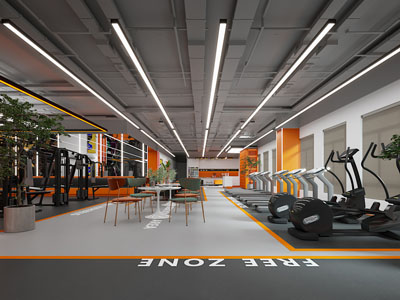 工业风loft健身房3d模型 工业风loft健身房