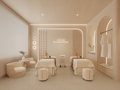 现代奶油风美容按摩店 spa会所