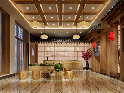 新中式中古风公共浴室大堂接待