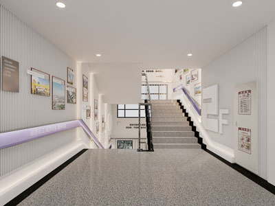 现代公共楼梯间3d模型 现代公共楼梯间