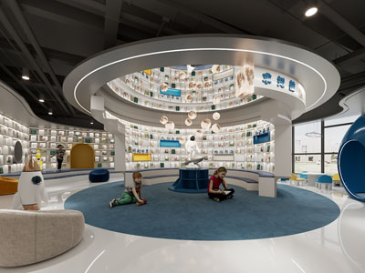 现代儿童图书馆 阅览室 书吧3d模型 现代儿童图书馆 阅览室 书吧