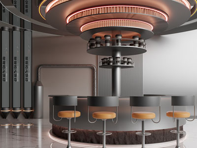 工业风loft茶水间水吧台