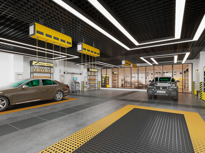 工业风loft汽车保养中心 汽车美容店 洗车行