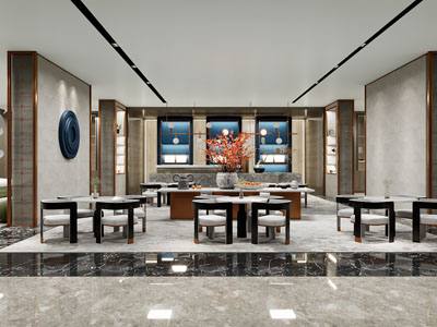 新中式饭店餐馆就餐区