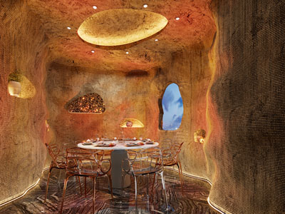 侘寂风溶洞酒店包厢包间