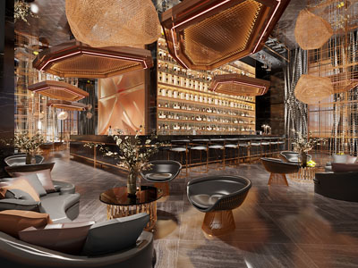 现代轻奢酒吧3d模型 现代轻奢酒吧