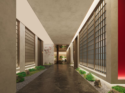 新中式酒店走廊过道