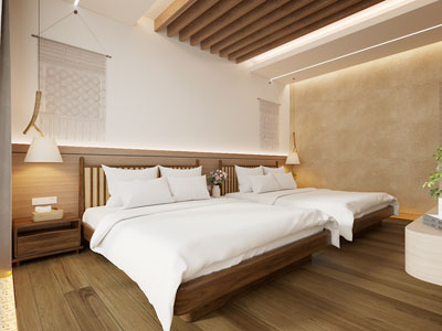 现代原木风民宿酒店客房
