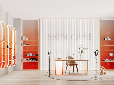 现代轻奢护肤化妆品直播间