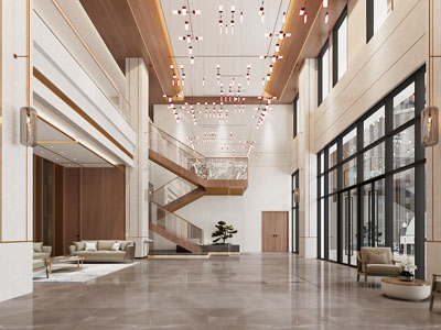 新中式酒店大堂前台接待