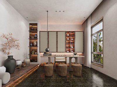 侘寂风茶室3d模型 侘寂风茶室