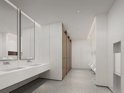 现代奶油风公共卫生间 洗手间