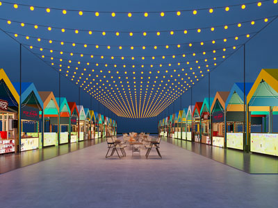 现代夜市 大排档 商业摊位