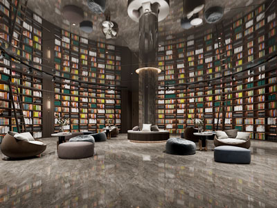 现代图书馆 阅览室 书吧3d模型 现代图书馆 阅览室 书吧