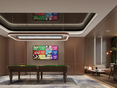 现代公司台球室 休闲区 接待区