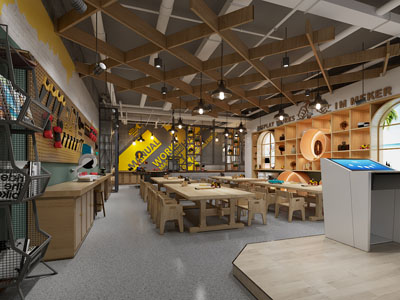 工业风loft儿童木工坊 木工教室3d模型 工业风loft儿童木工坊 木工教室