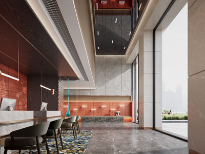 现代大堂前台接待区