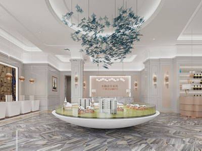 现代售楼处大堂前台接待区