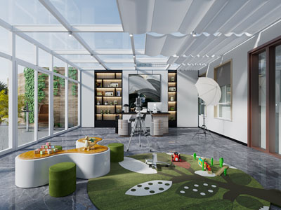 现代阳光房直播间 摄影棚