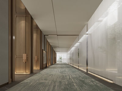 新中式酒店走廊过道3d模型 新中式酒店走廊过道