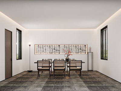 新中式餐厅3d模型 新中式餐厅