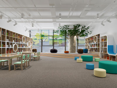 现代儿童阅览室 图书馆 书吧3d模型 现代儿童阅览室 图书馆 书吧