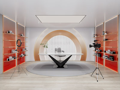 现代护肤化妆品直播间