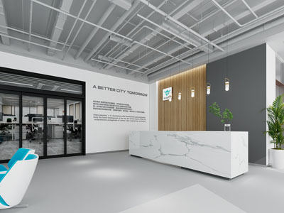 现代公司大厅前台接待区