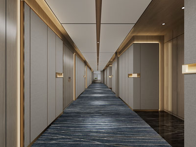 新中式酒店走廊过道3d模型 新中式酒店走廊过道