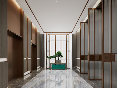 新中式酒店电梯间 过道