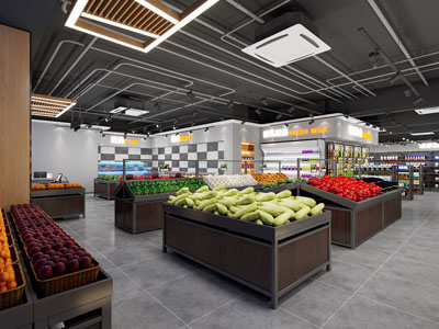 工业风loft水果蔬菜便利店 百货超市3d模型 工业风loft水果蔬菜便利店 百货超市