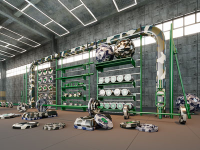 工业风loft健身房3d模型 工业风loft健身房