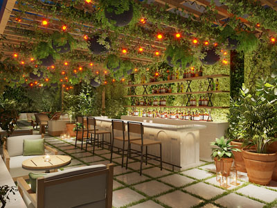 现代田园咖啡厅 花园餐厅