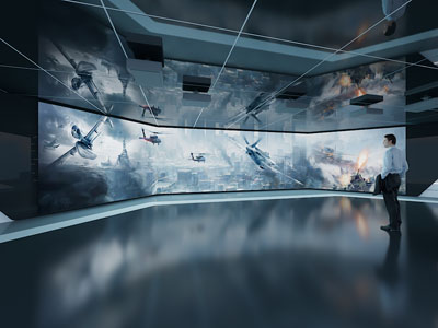 现代科技展厅大幕 沉浸式体验区