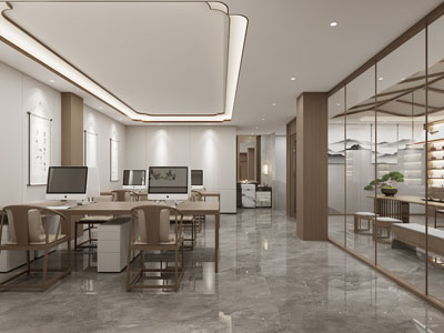 新中式公共办公区 员工办公室