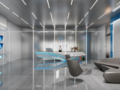 现代公司大堂前台接待区