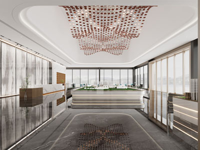 现代售楼处大堂前台接待区