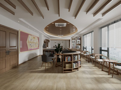 北欧阅览室 图书馆 书吧3d模型 北欧阅览室 图书馆 书吧