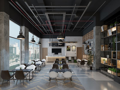工业风loft饭店餐馆就餐区