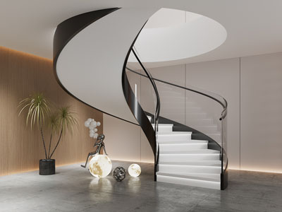 现代楼梯间3d模型 现代楼梯间