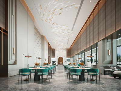 现代酒店宴会厅就餐区3d模型 现代酒店宴会厅就餐区