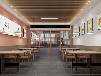 新中式饭店餐馆就餐区