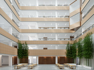 现代校园教学楼中庭