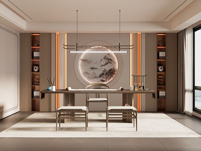 新中式茶室3d模型 新中式茶室