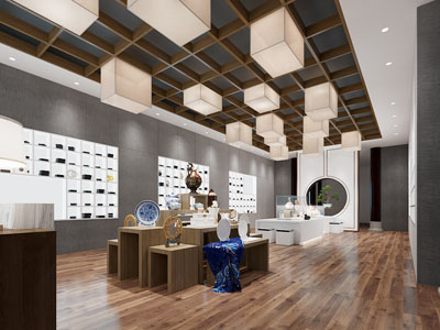 新中式陶瓷工艺品展厅 博物馆3d模型 新中式陶瓷工艺品展厅 博物馆
