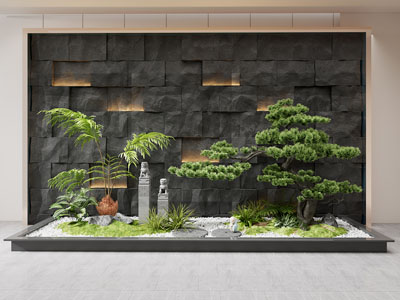 新中式室内松树 花草景观园艺小品