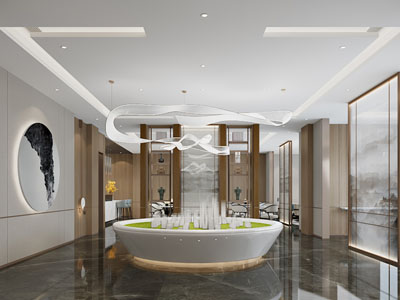 现代售楼处大堂前台接待