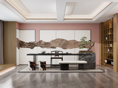 新中式茶室3d模型 新中式茶室