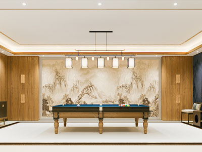 新中式台球室 桌球室 娱乐休闲室